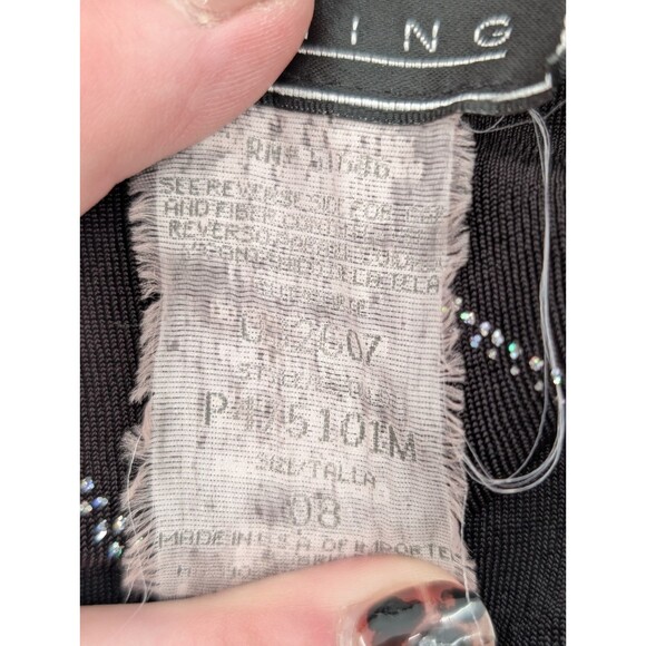 Molly Malloy Evening Vintage 90s Black Rhinestone Roses Midi Dress Size Large - Picture 7 of 12